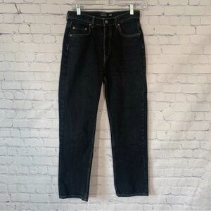 Anthropologie & Other Stories Contrast White Stitch Straight Black Jeans Sz 28